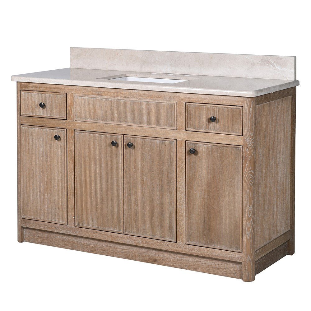 Oak Ribbed 4 Door 2 Drawer Sink Unit - LUXONAS