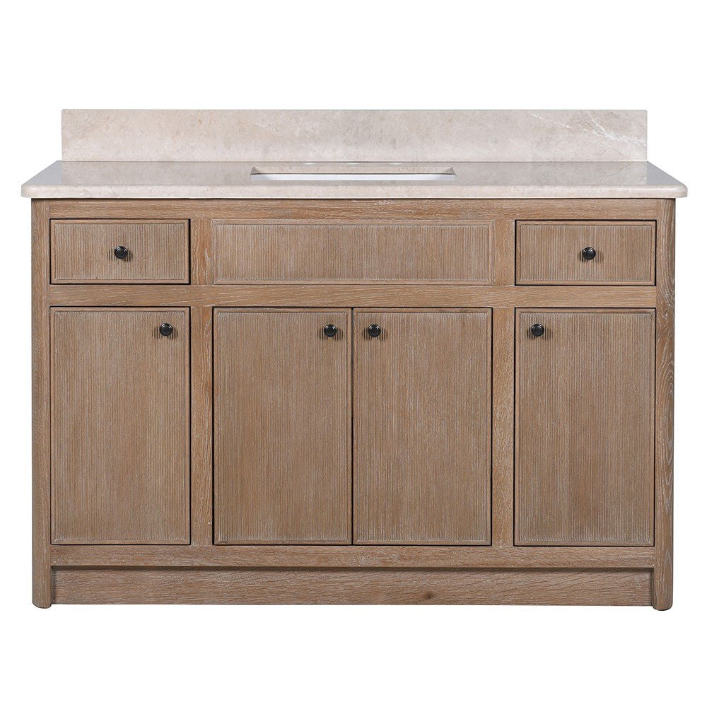 Oak Ribbed 4 Door 2 Drawer Sink Unit - LUXONAS