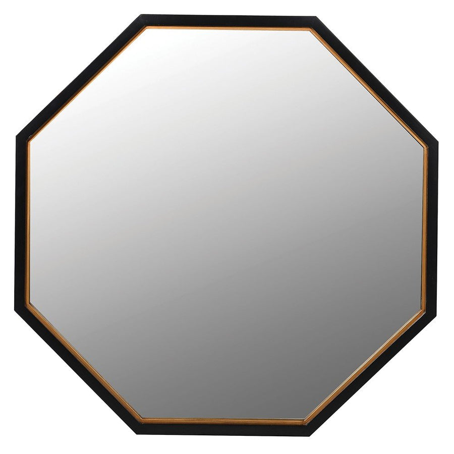 Octagonal Mirror with Black Paulownia Wood Frame