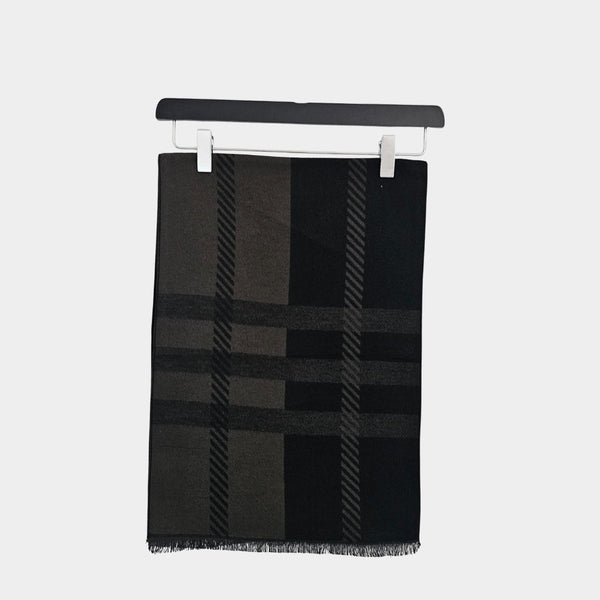 Olive & Black Lined Scarf - Stylish and Versatile Accessory