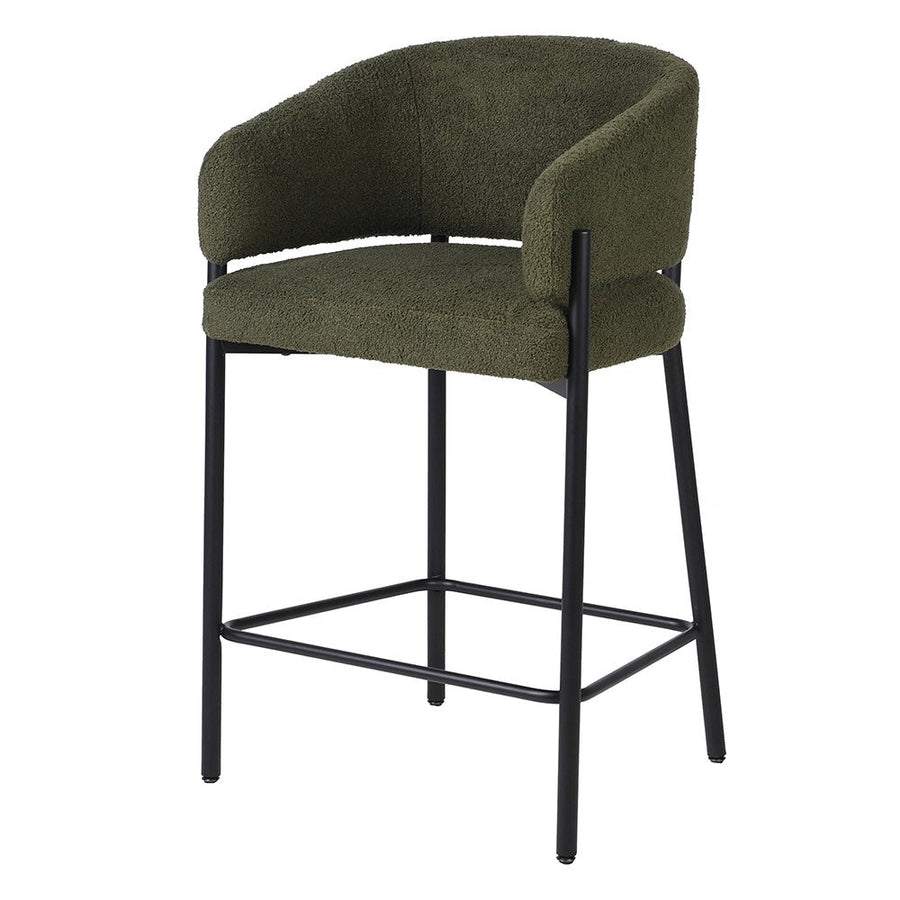 Olive Boucle Bar Stool