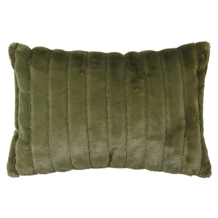 Olive Green Ribbed Cushion - Cover
