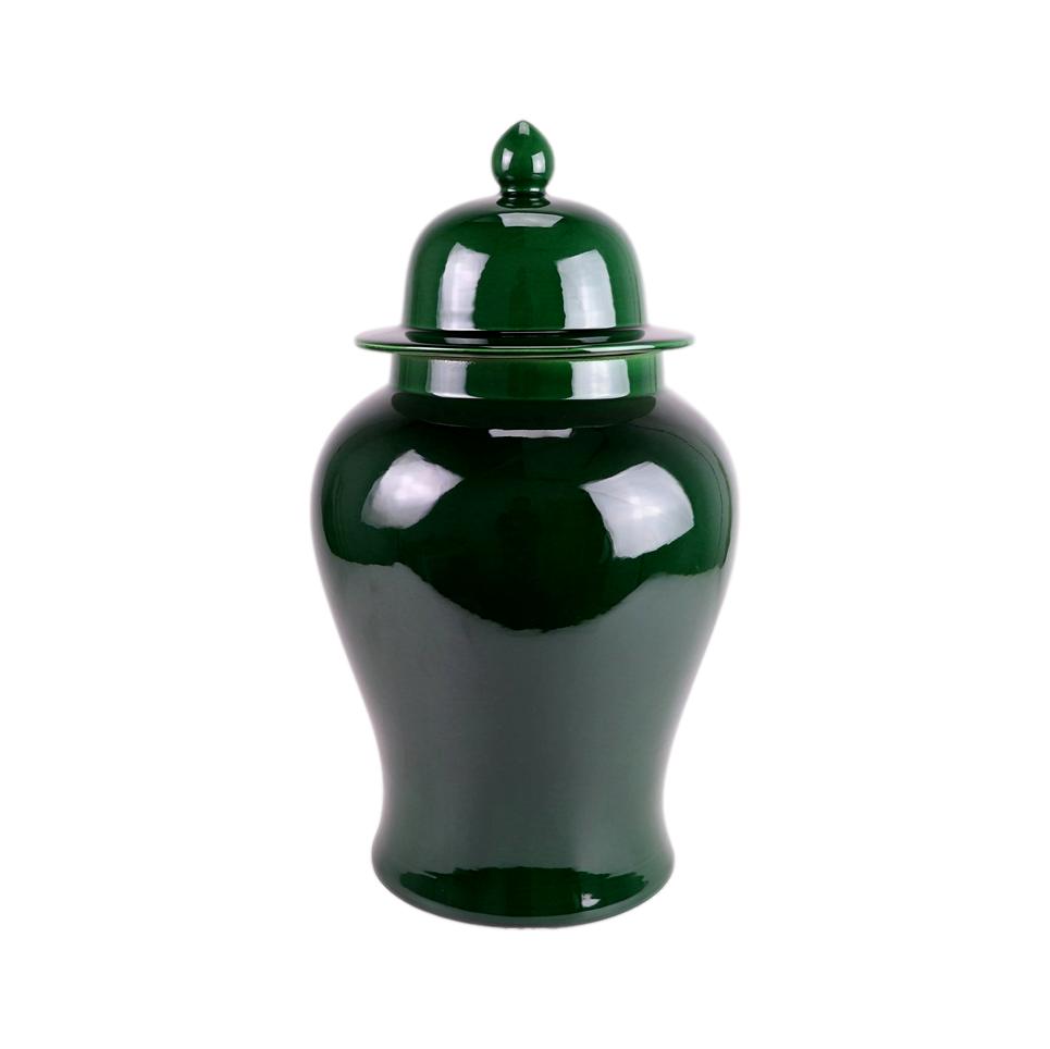 Olive Green Small Ginger Jar - Handcrafted Ceramic Decor