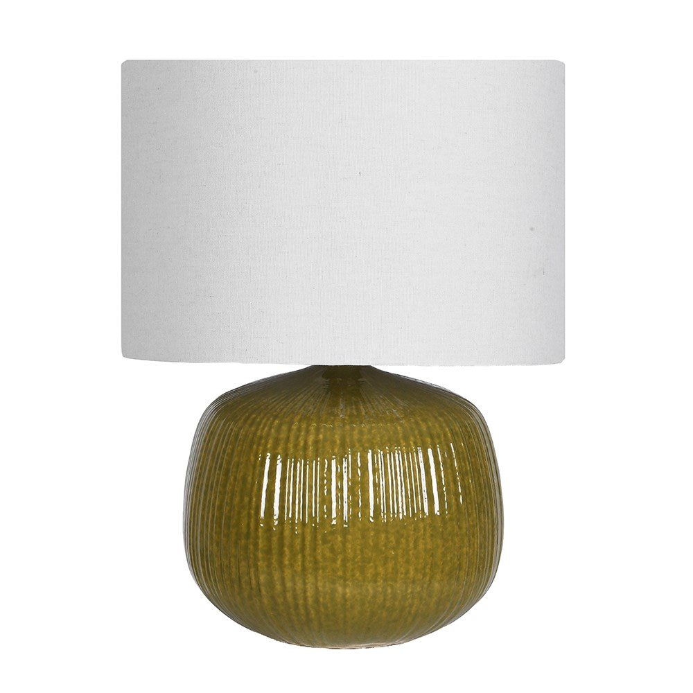 Olive Ribbed Table Lamp
