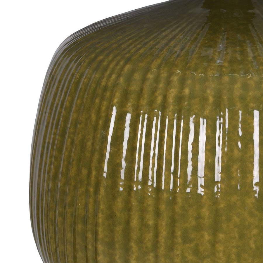 Olive Ribbed Table Lamp