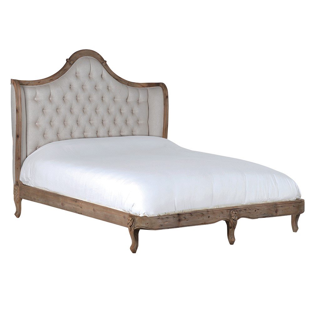 Olympia Reclaimed Pine 5' Upholstered Bed - LUXONAS