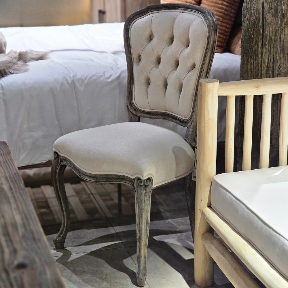 Olympia Reclaimed Pine Buttoned Dining Chair - LUXONAS HOME