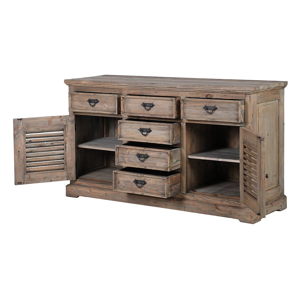 Olympia Reclaimed Pine Louvred Sideboard - LUXONAS
