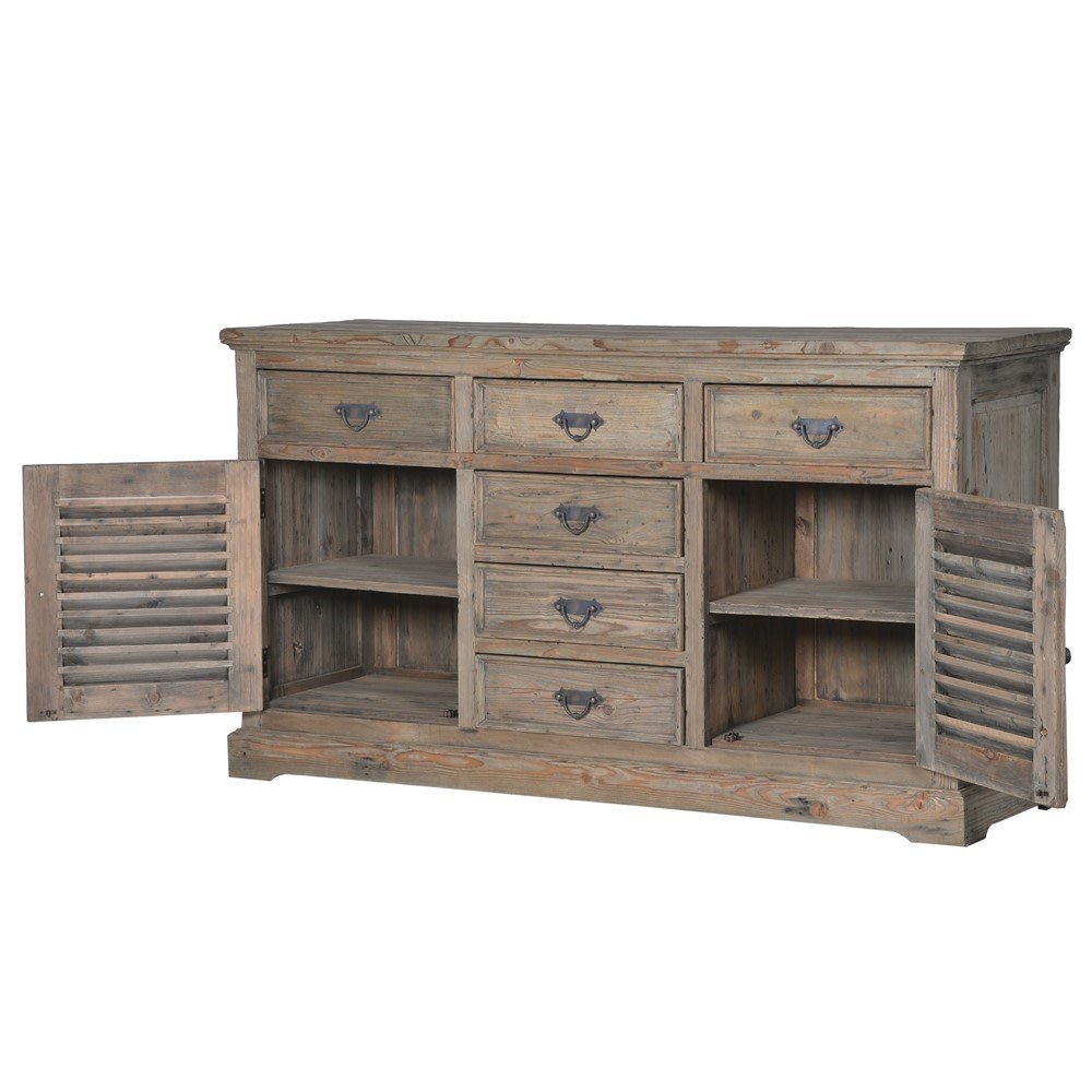 Olympia Reclaimed Pine Louvred Sideboard - LUXONAS