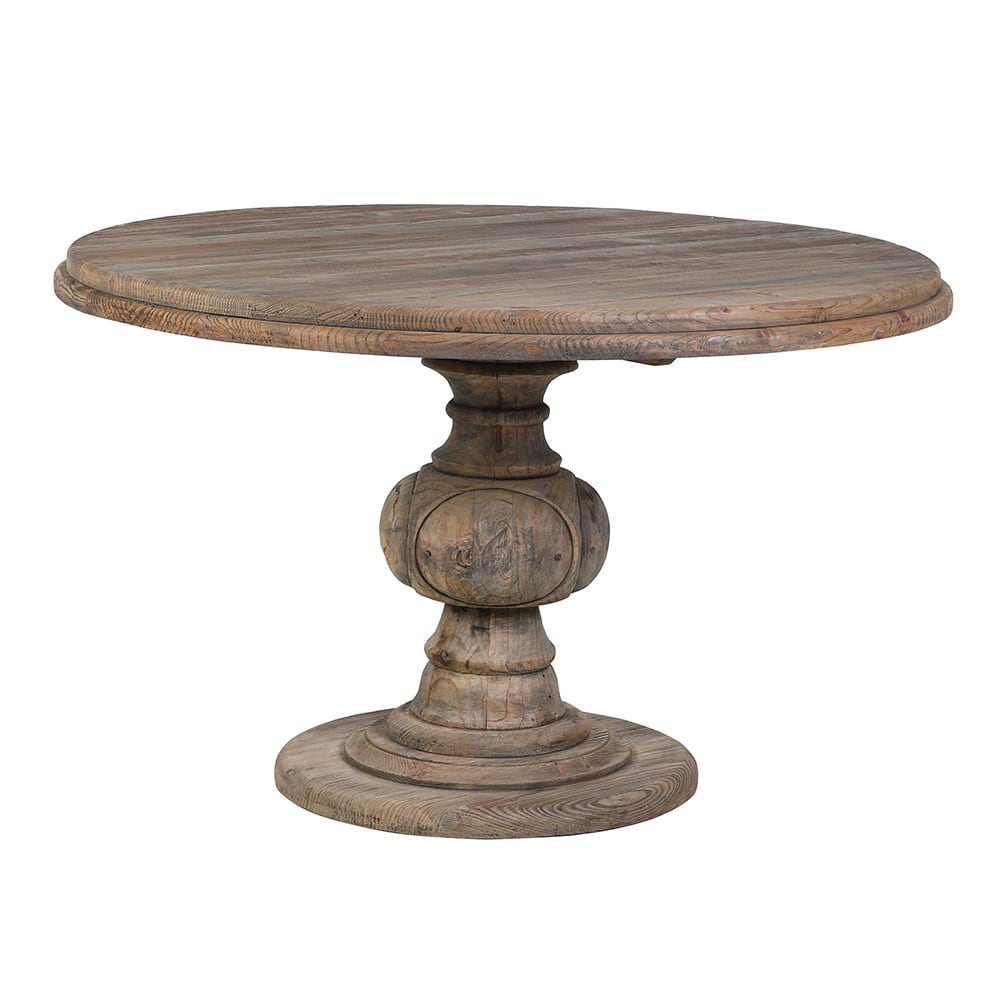 Olympia Reclaimed Turned Pedestal Dining Table - LUXONAS
