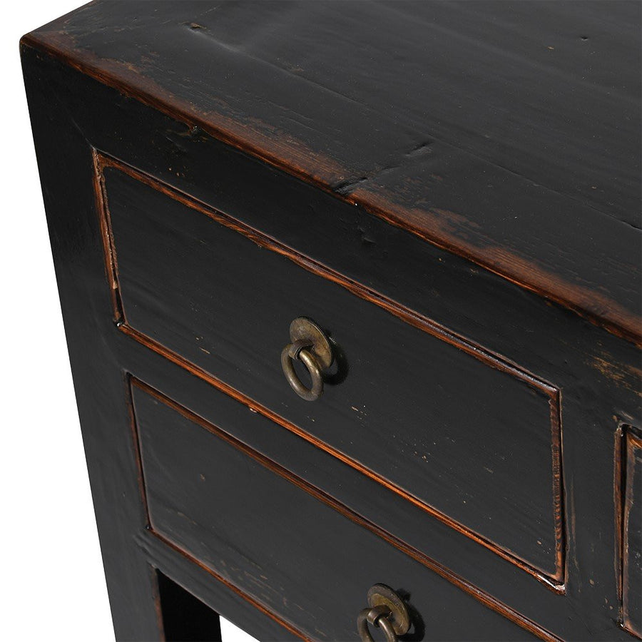 Oriental Black Nine-Drawer Sideboard with Shelf