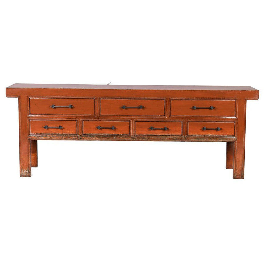 Oriental Burnt Orange Seven-Drawer Sideboard