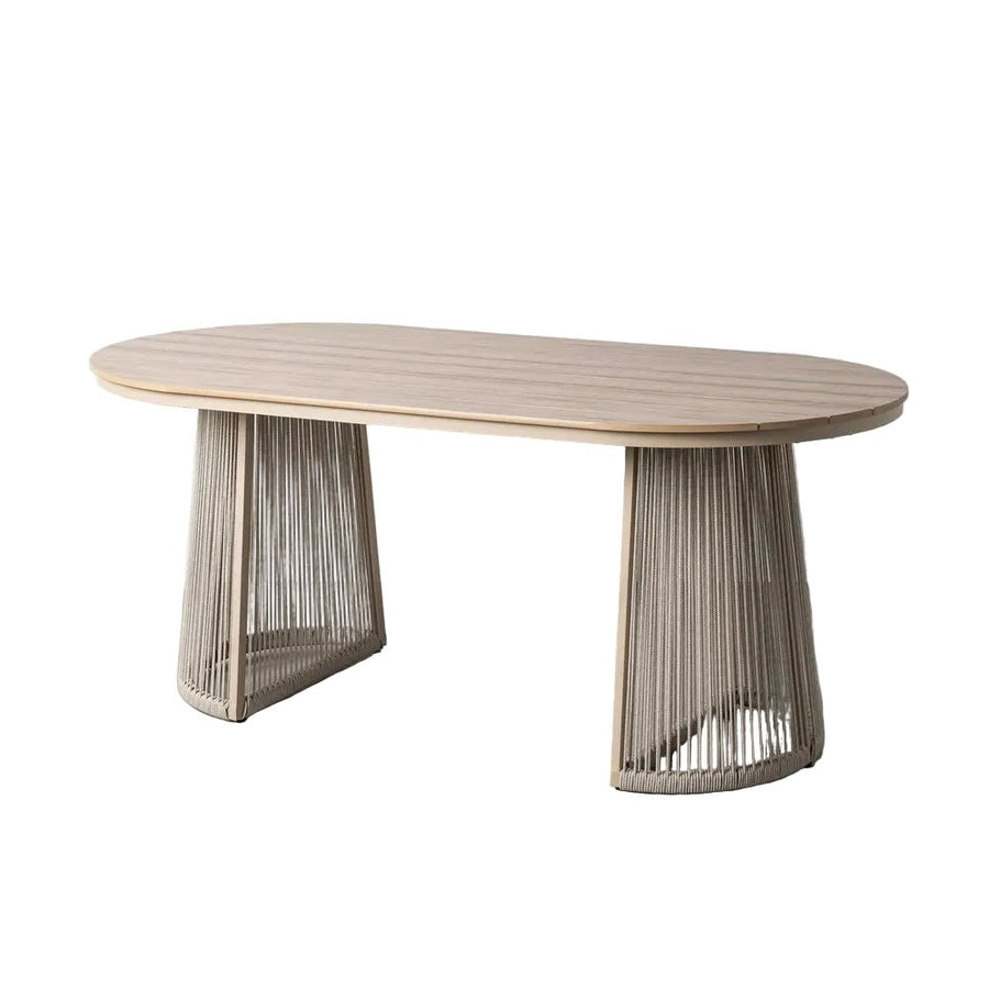 Outdoor Dining Table with Polywood & PE Rattan
