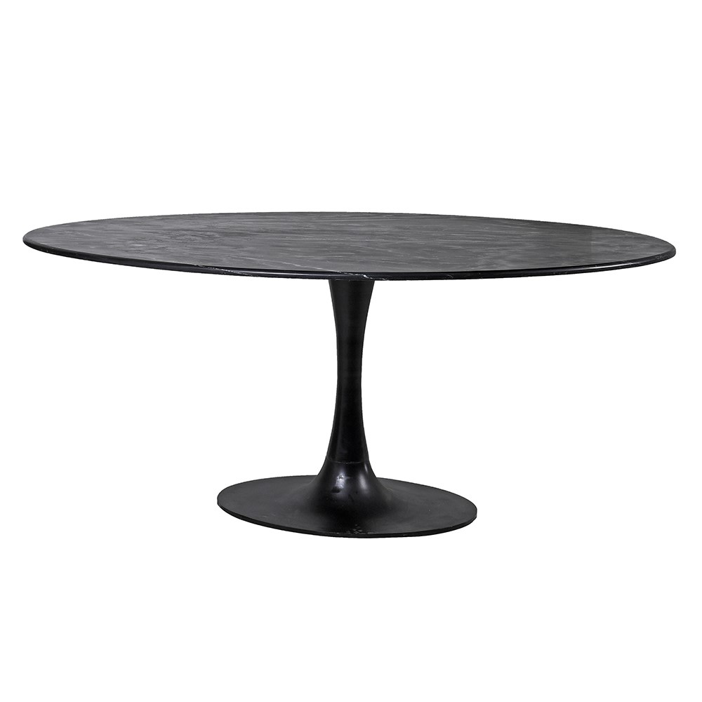 Oval Black Marble Dining Table - LUXONAS