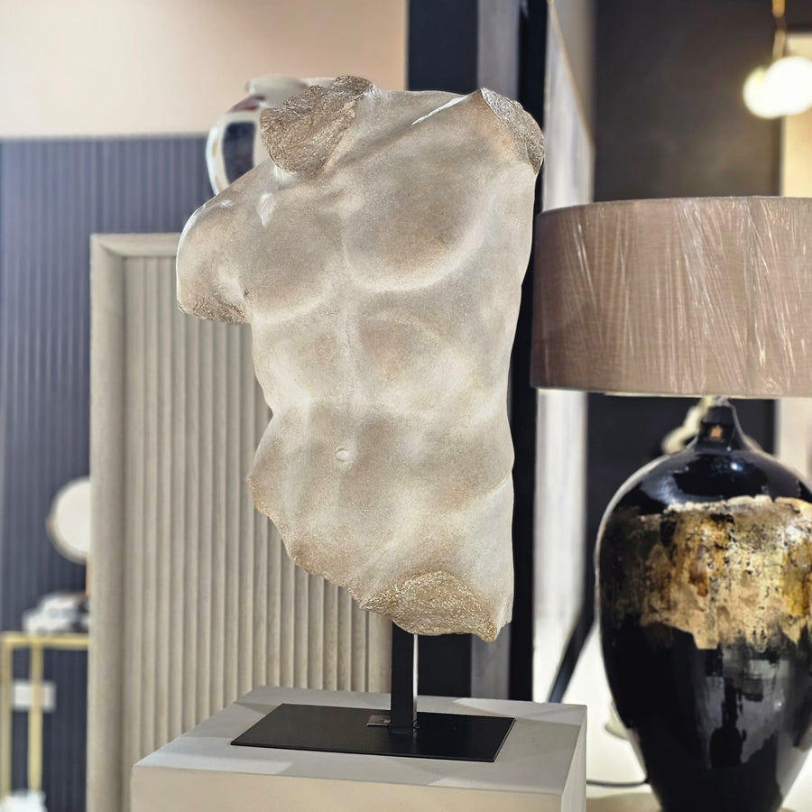 Pale Torso Sculpture on Plinth