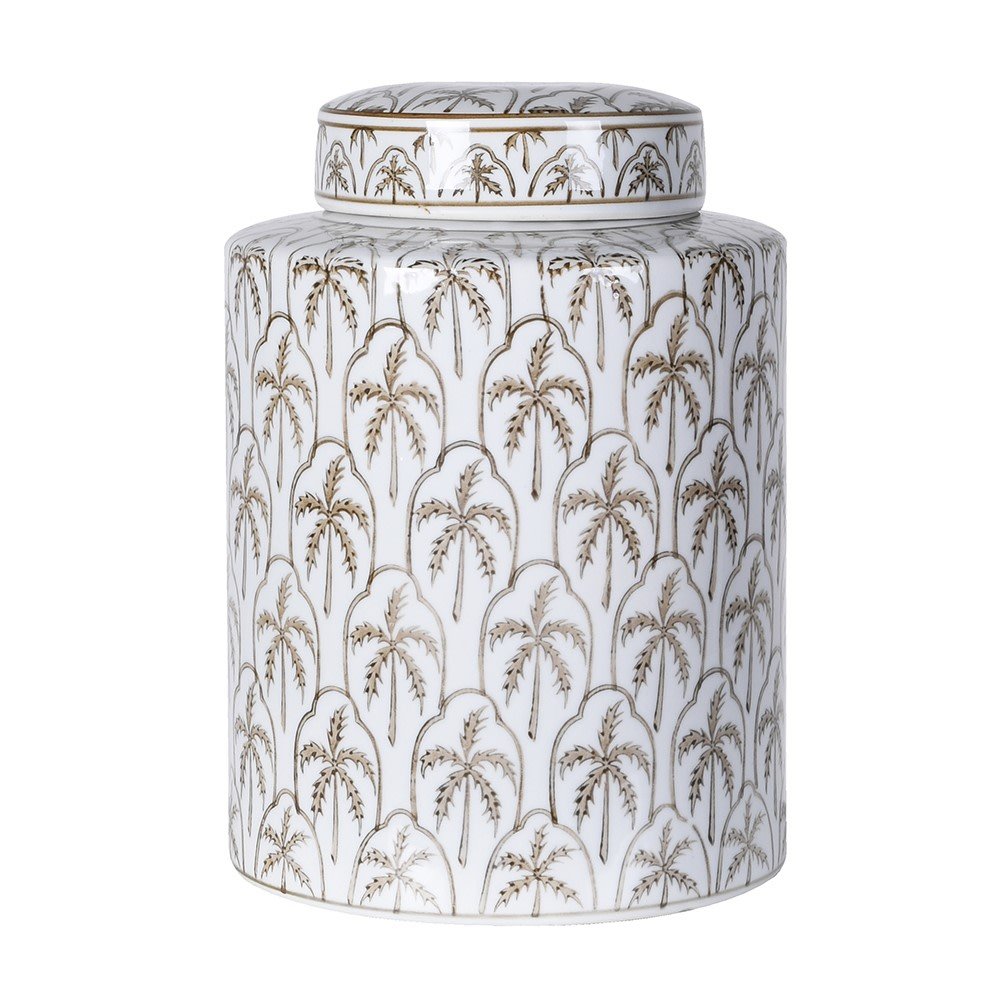 Palm Tree Lidded Jar
