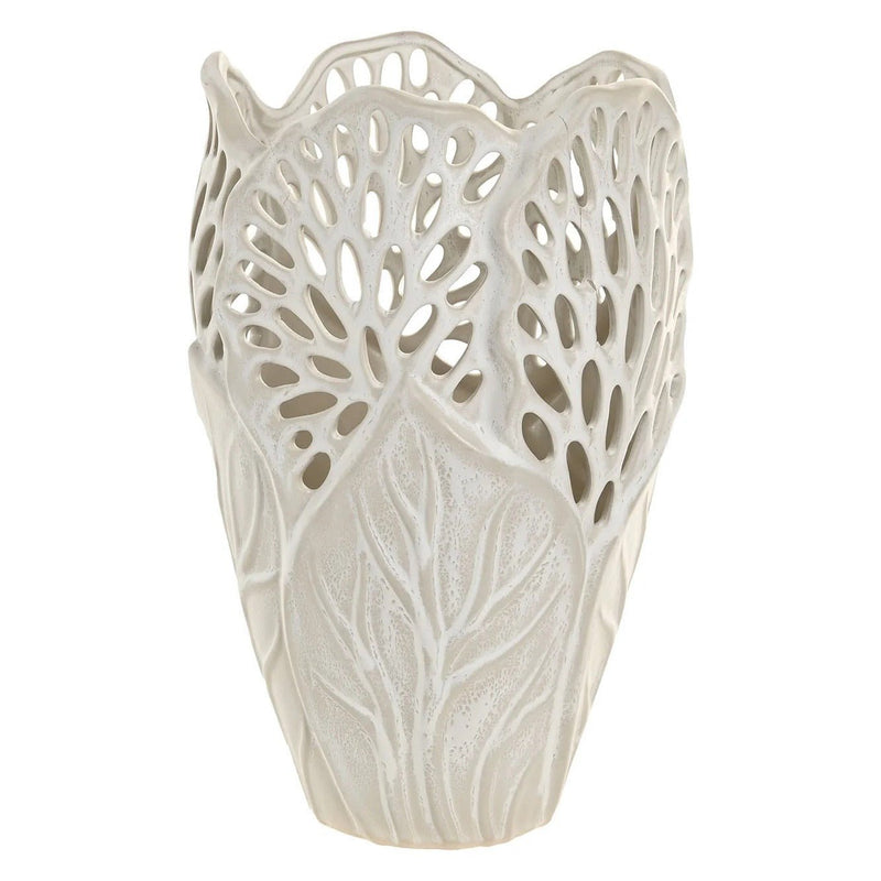 Patterned Ceramic Vase White Finish 36cm