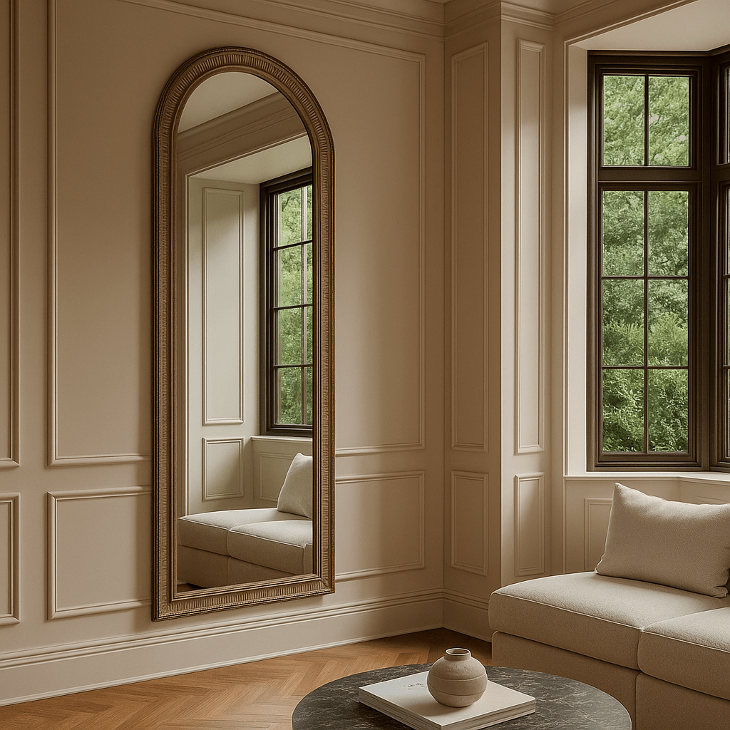 Paulina Wood Half Round Mirror - LUXONAS