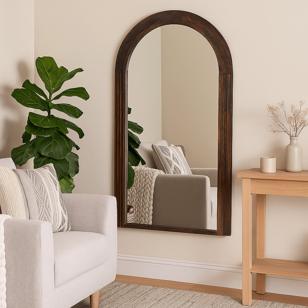 Paulina Wood Half Round Mirror - LUXONAS