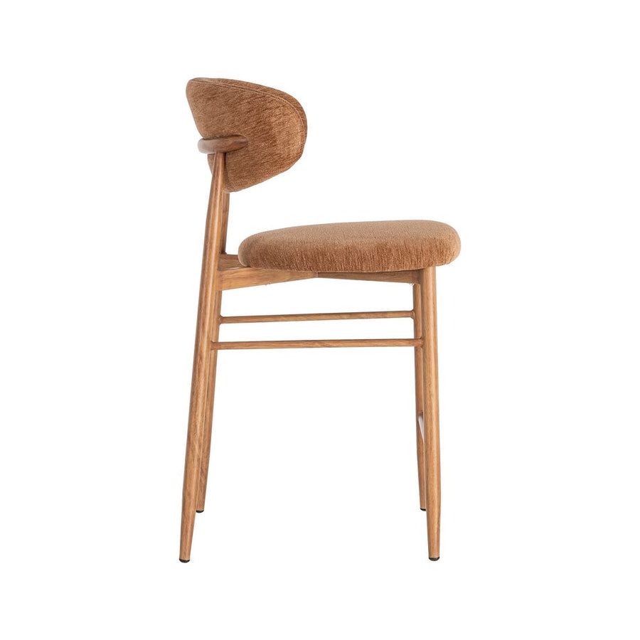 Peach Fabric and Metal Island Stool