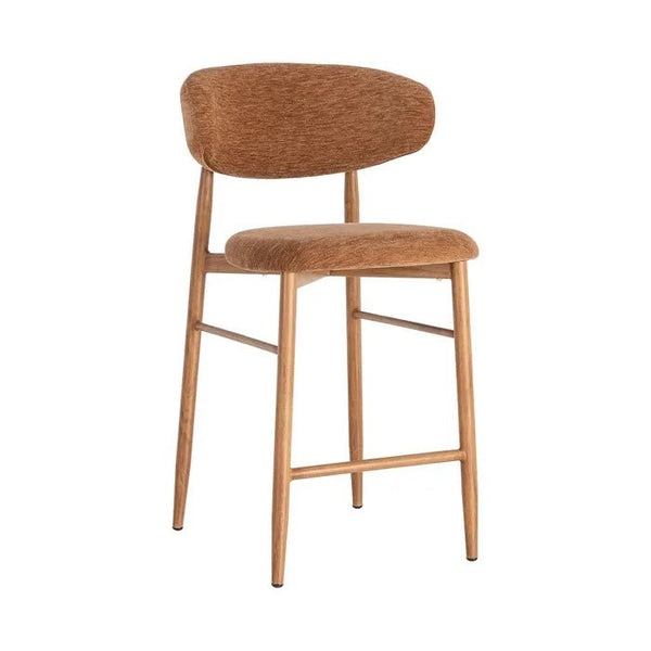 Peach Fabric and Metal Island Stool