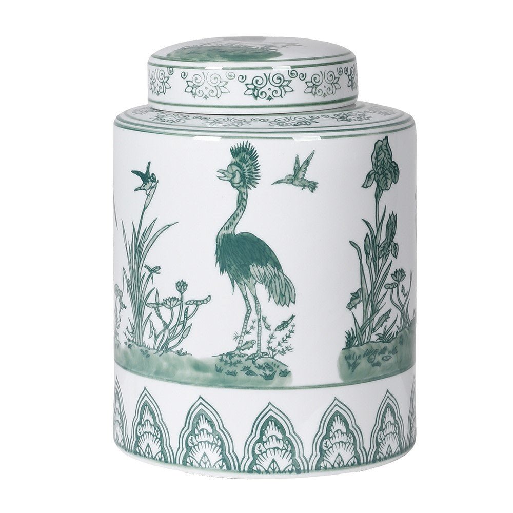 Peacock Sage Ceramic Temple Jar