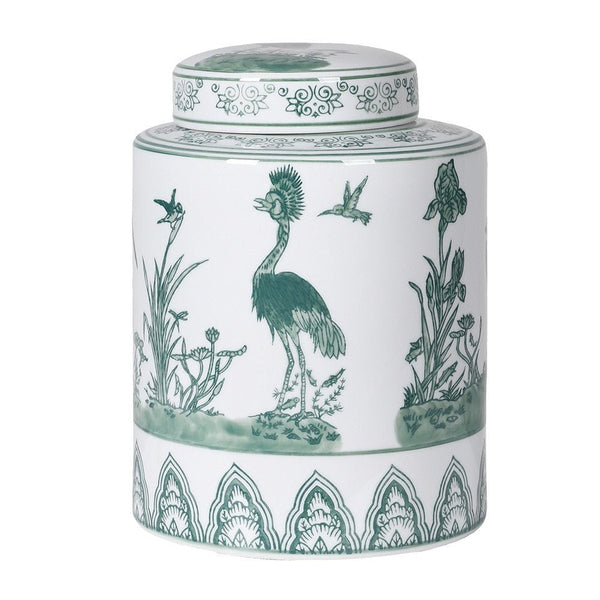 Peacock Sage Ceramic Temple Jar