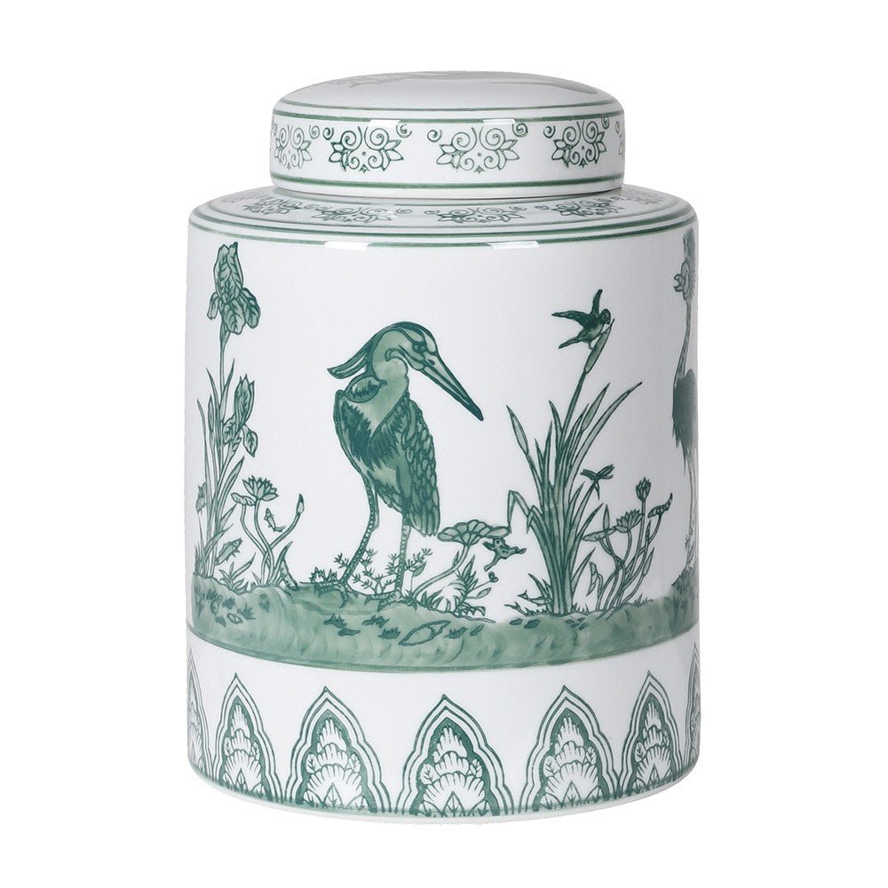Peacock Sage Ceramic Temple Jar - LUXONAS