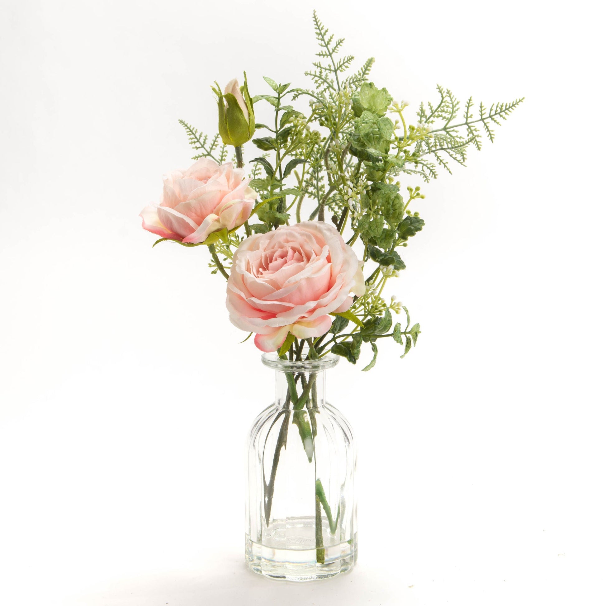 Elegant Pink Roses in Modern Glass Vase