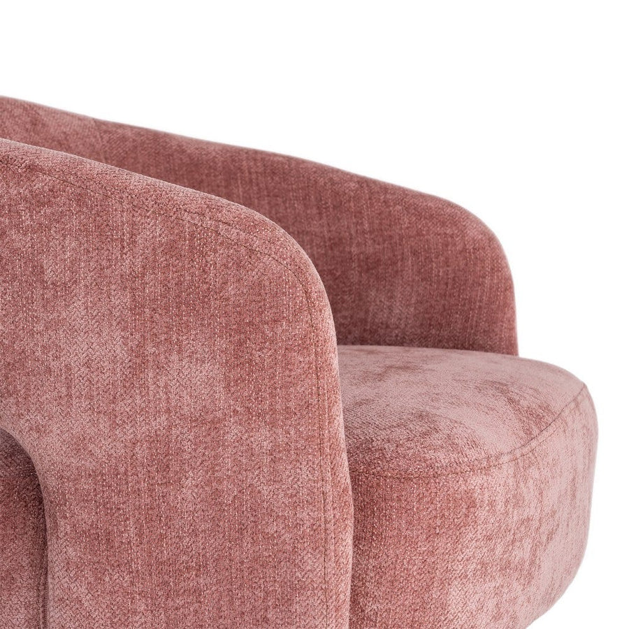 Pink Woven Revolving Armchair with Wood Frame