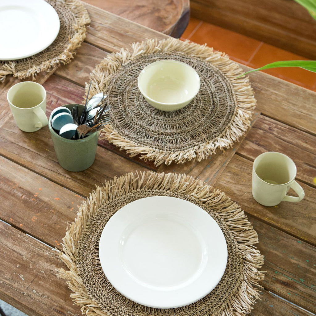 Placemat (Set of 2, 4 or 6) 45 cm Round Boho Table Mat WAISAI Made from Raffia - LUXONAS HOME