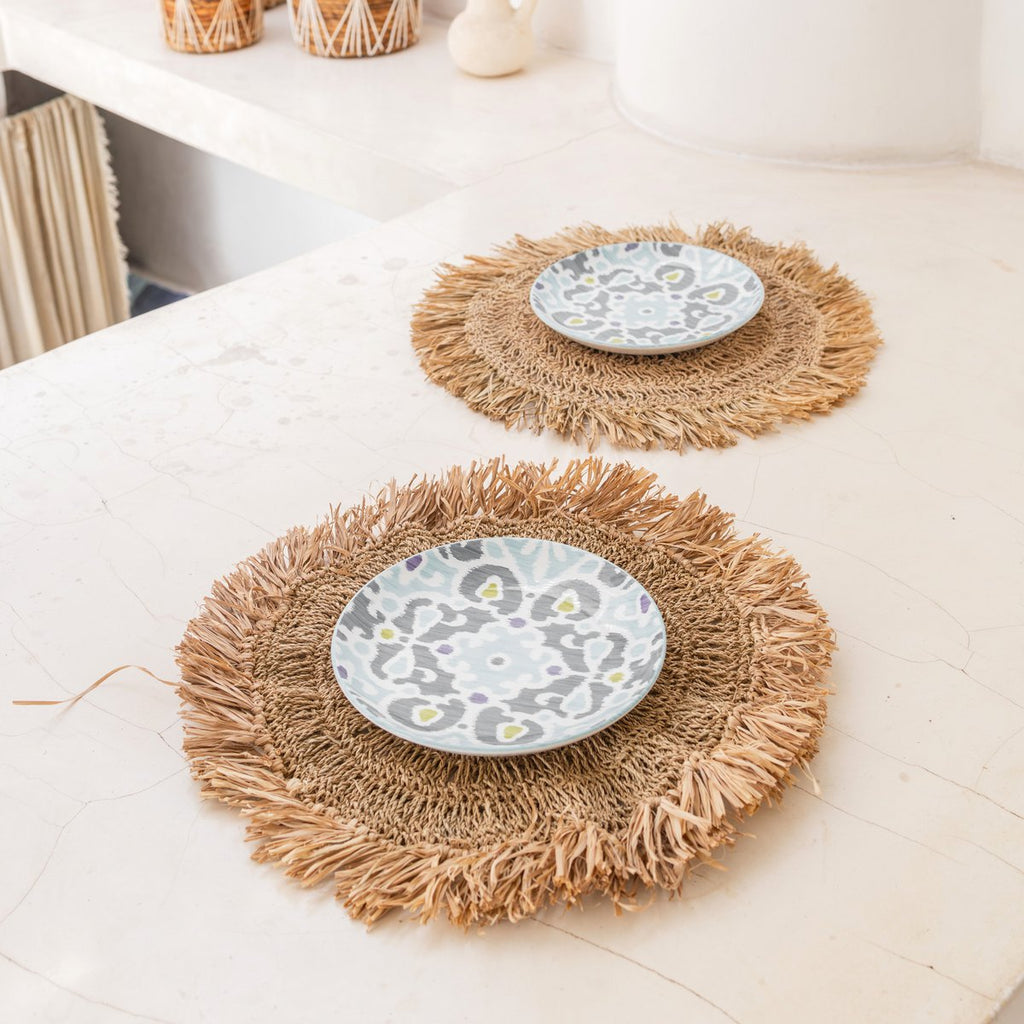 Placemat (Set of 2, 4 or 6) 45 cm Round Boho Table Mat WAISAI Made from Raffia - LUXONAS HOME