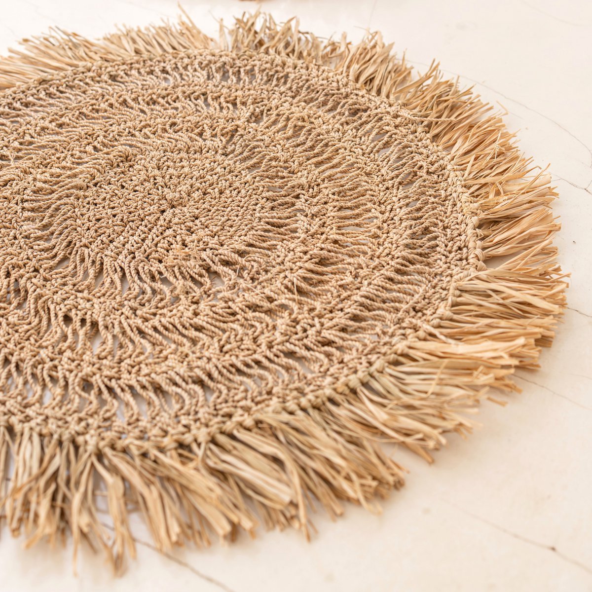 Placemat (Set of 2, 4 or 6) 45 cm Round Boho Table Mat WAISAI Made from Raffia - LUXONAS HOME