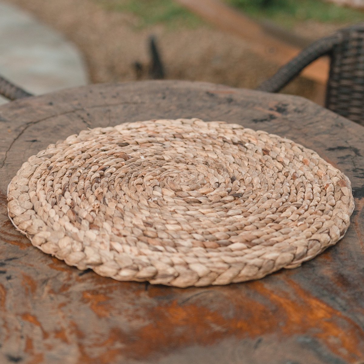 Placemat (Set of 2, 4 or 6) PANDAWA 38 cm | Boho Table Mat made of Water Hyacinth - LUXONAS HOME