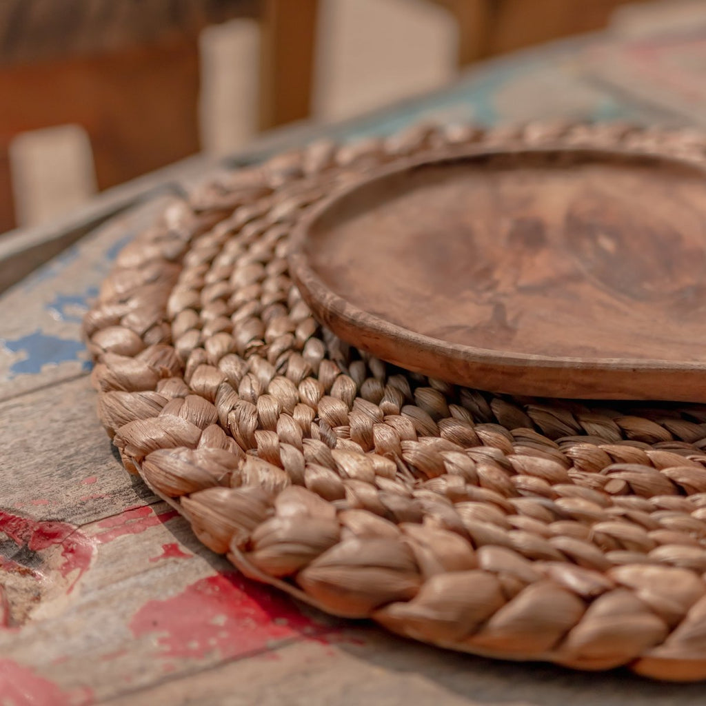 Placemat (Set of 2, 4 or 6) PANDAWA 38 cm | Boho Table Mat made of Water Hyacinth - LUXONAS HOME