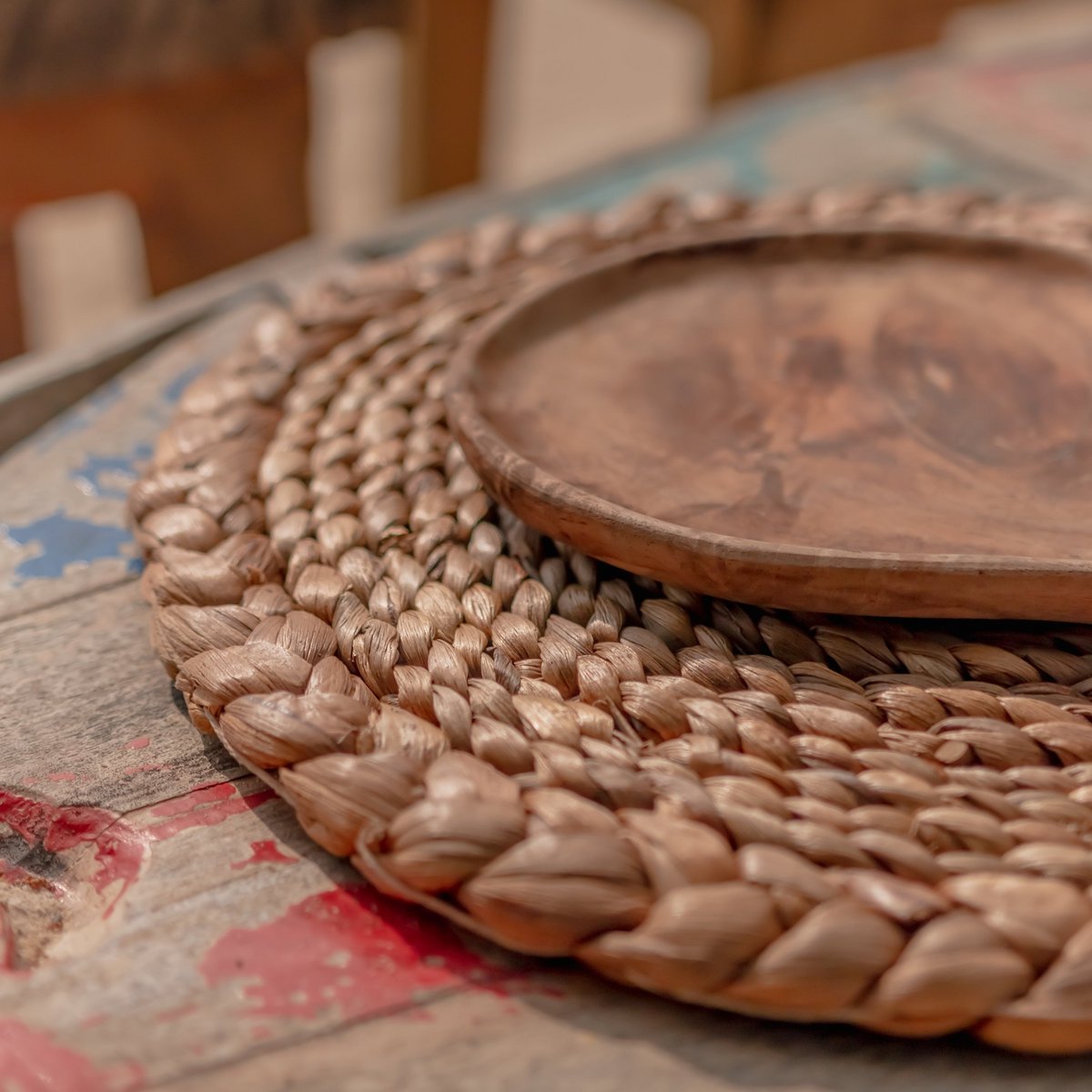 Placemat (Set of 2, 4 or 6) PANDAWA 38 cm | Boho Table Mat made of Water Hyacinth - LUXONAS HOME