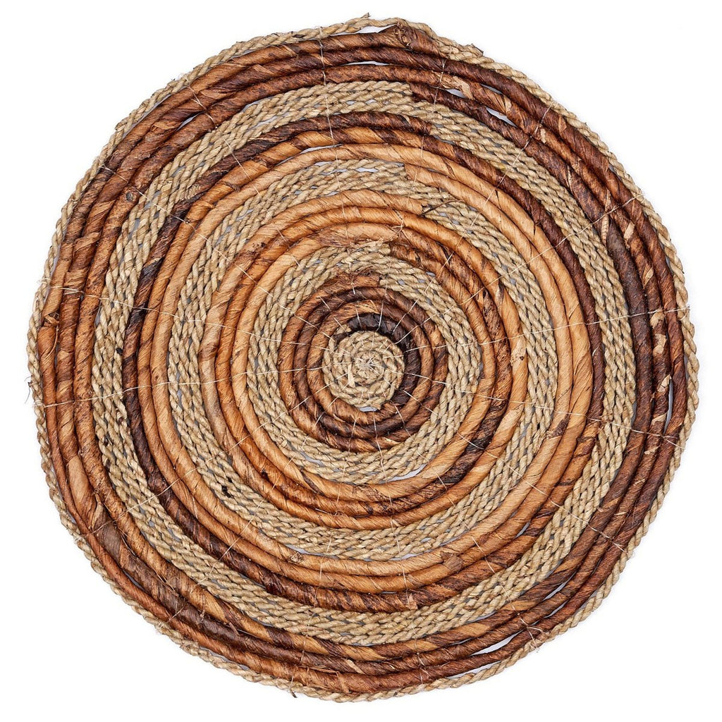 Placemat (Set of 4 or 6) MATARAM | Boho Round Table Mat made of Banana Fibre & Seagrass 38 cm - LUXONAS HOME