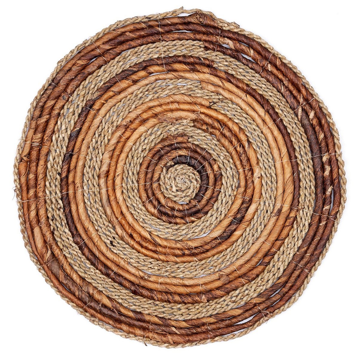Placemat (Set of 4 or 6) MATARAM | Boho Round Table Mat made of Banana Fibre & Seagrass 38 cm - LUXONAS HOME