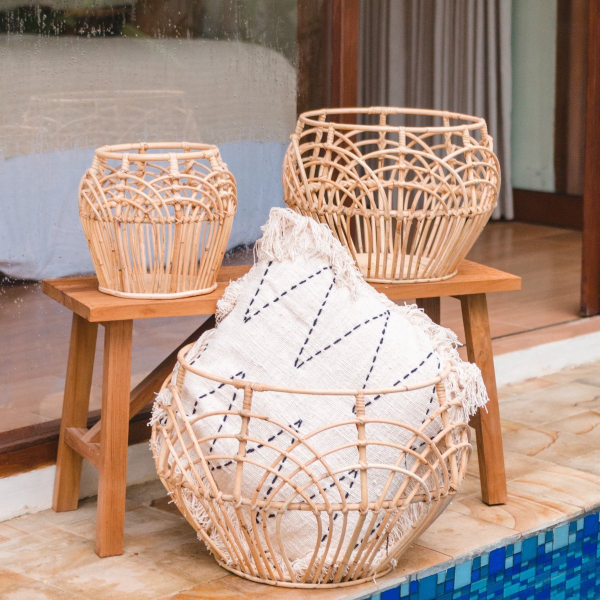 Plant Basket | Laundry Basket | Storage Basket RAHINA Made from Rattan (3 Sizes) - LUXONAS HOME