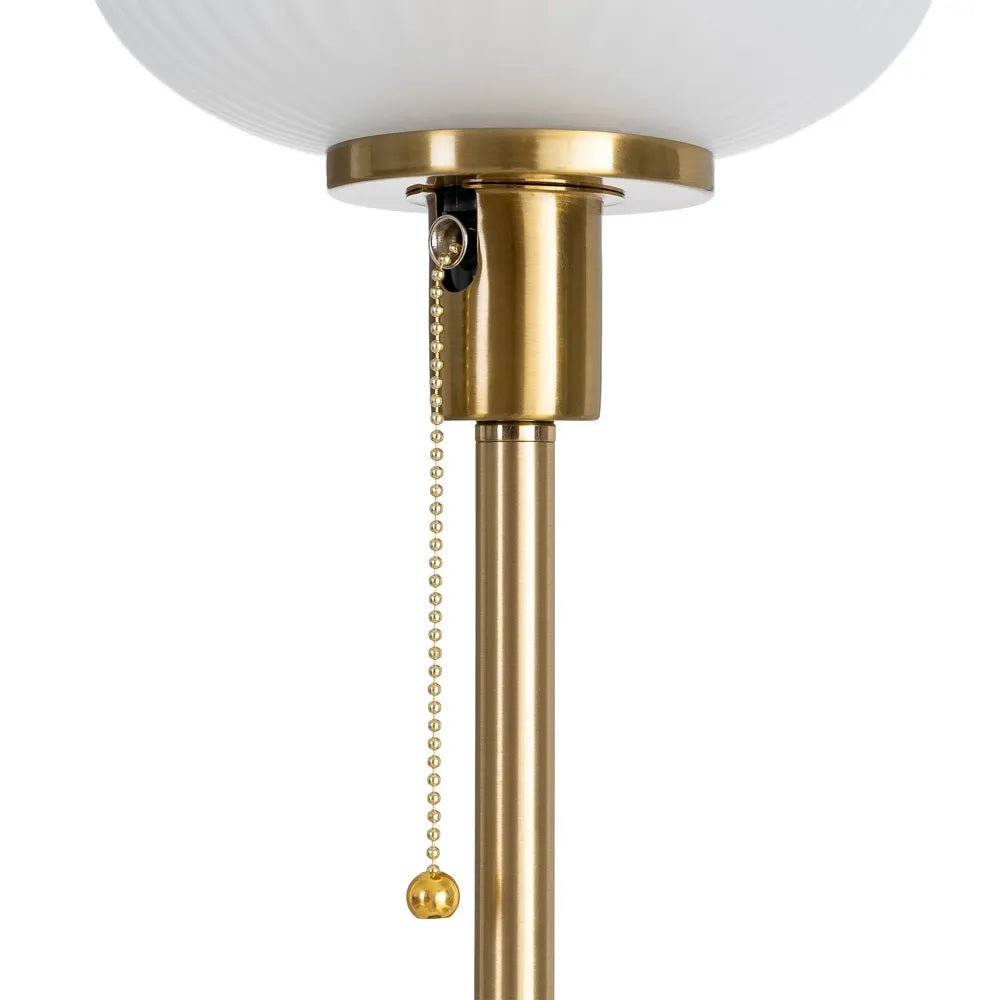 Pleated White Glass Globe Table Lamp - LUXONAS HOME