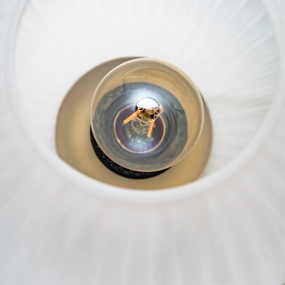 Pleated White Glass Globe Table Lamp - LUXONAS HOME