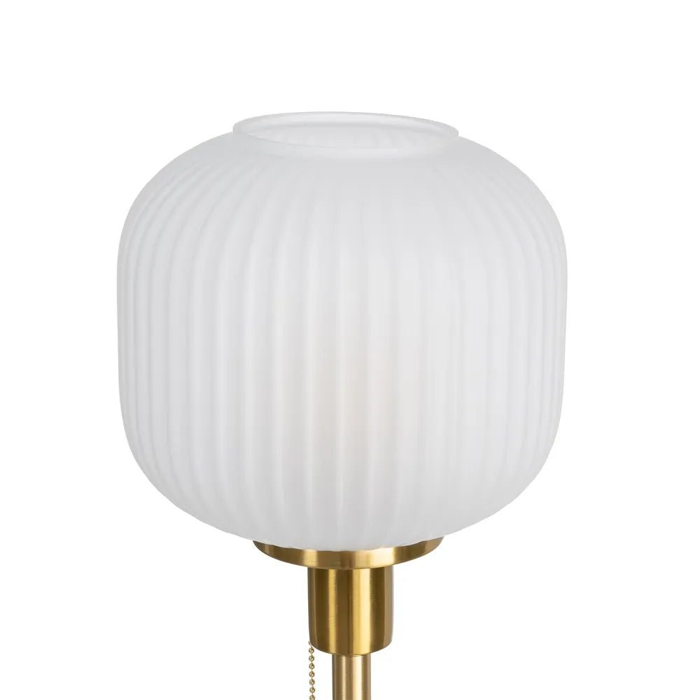 Pleated White Glass Globe Table Lamp - LUXONAS HOME