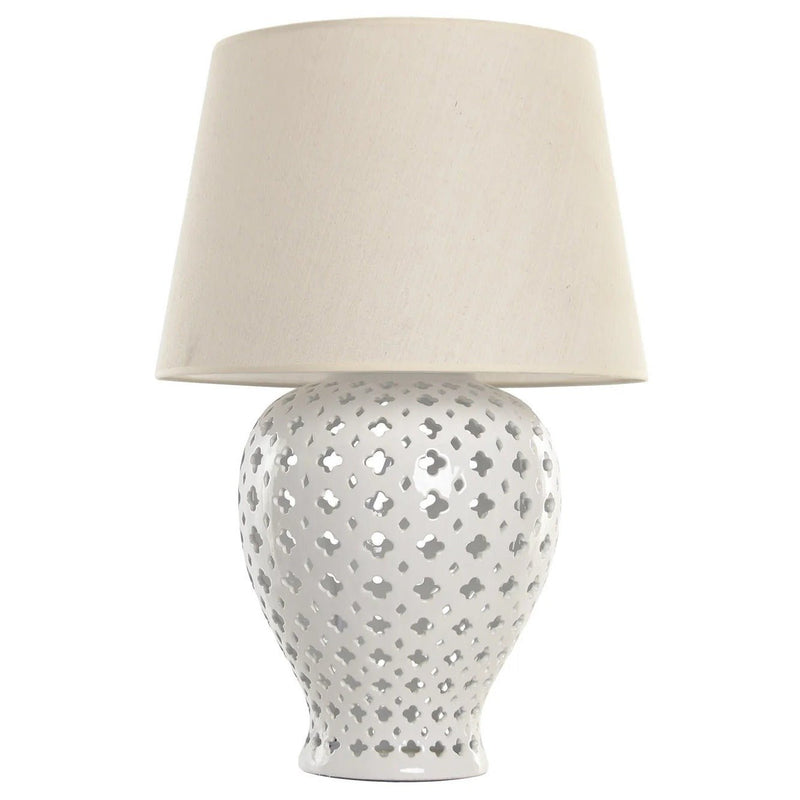 Porcelain Table Lamp with Linen Shade