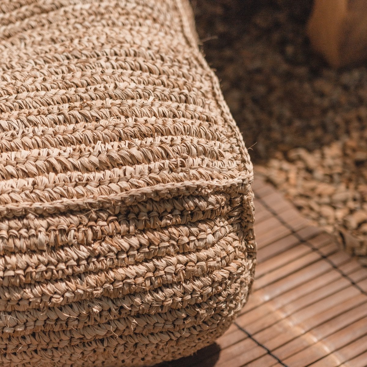 Pouf | PADAR Raffia Beanbag - LUXONAS HOME