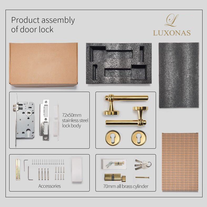 Premium Gold Door Handle Set 8042 - LUXONAS