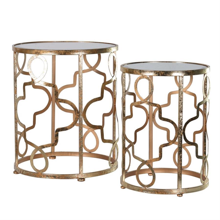 Quatrefoil Gold Mirror Top Side Table
