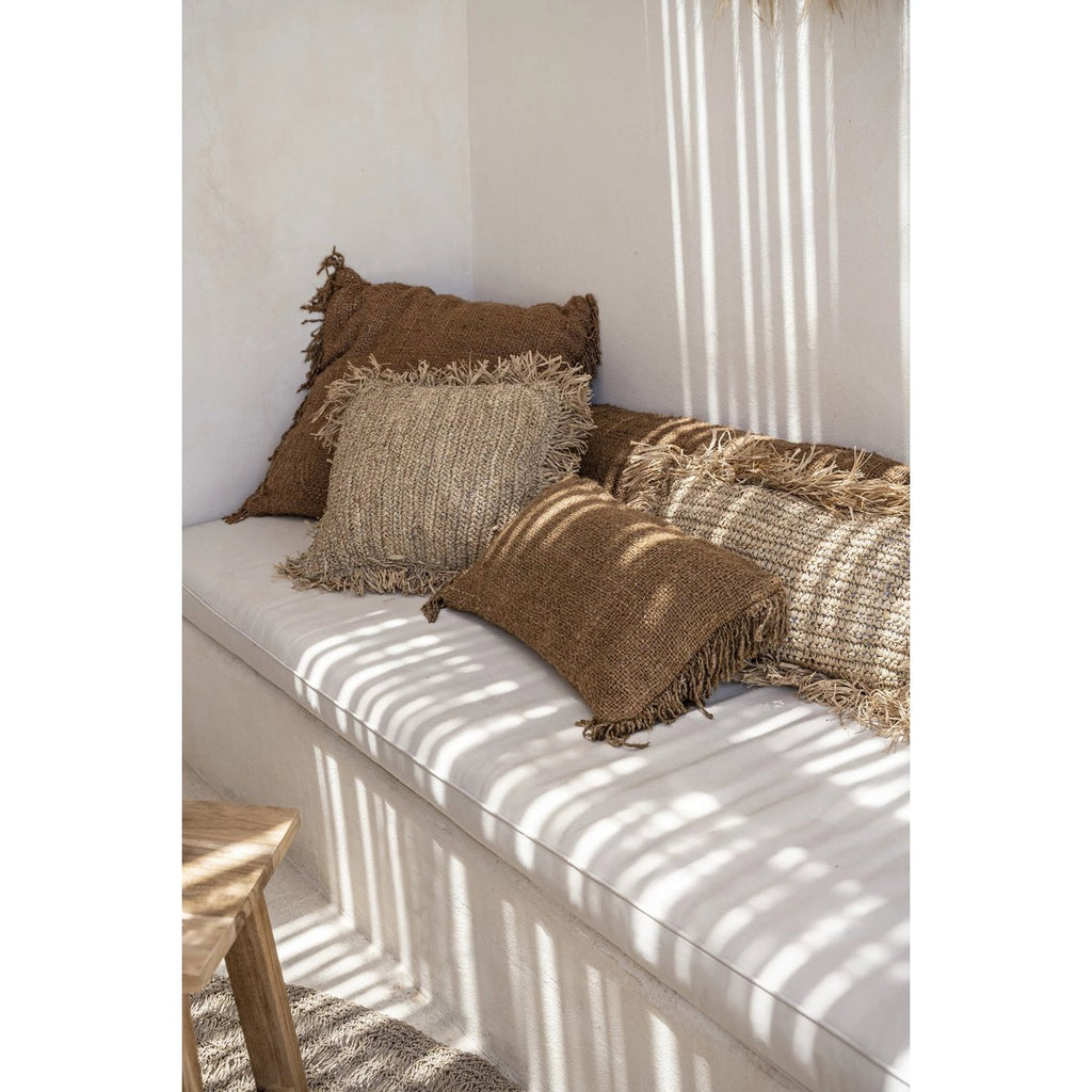 Raffia Cushion Cover Square - Natural Black - 40x40 cm - LUXONAS HOME