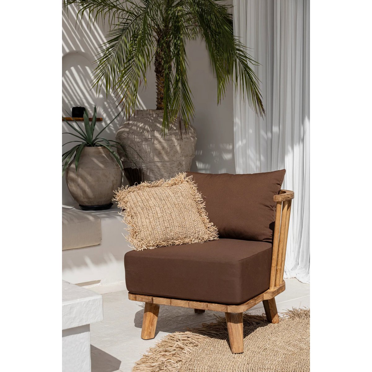 Raffia Cushion Cover Square - Natural Black - 40x40 cm - LUXONAS HOME