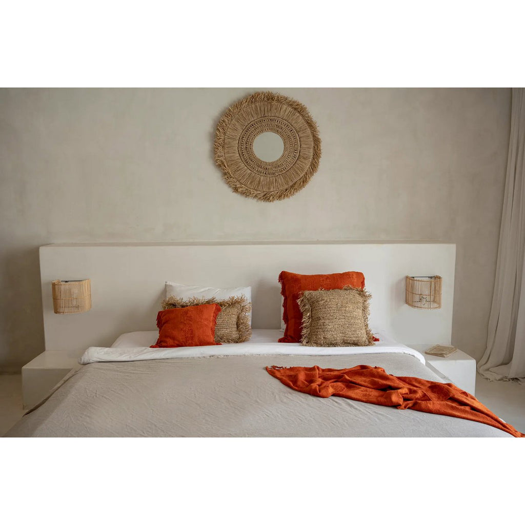 Raffia Cushion Cover Square - Natural Black - 40x40 cm - LUXONAS HOME