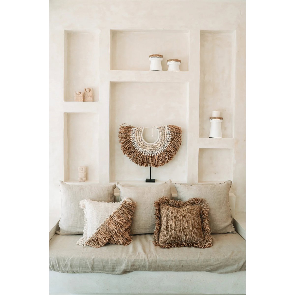 Raffia Cushion Cover Square - Natural Black - 40x40 cm - LUXONAS HOME